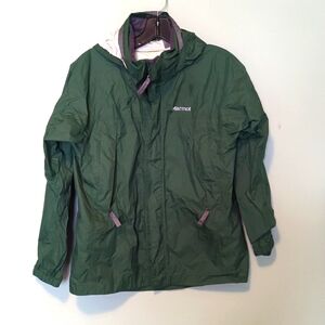 Marmot green hooded windbreaker